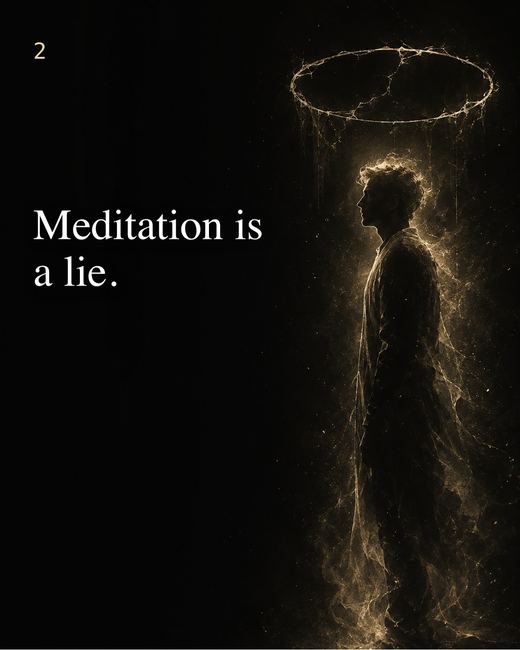 Slide 2 of 10: Meditation is a lie.